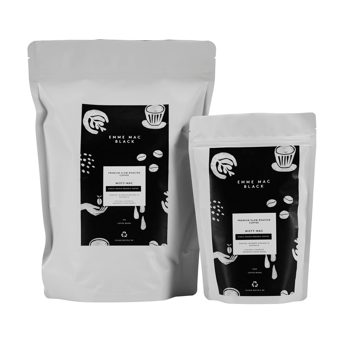 Certified Organic Single Origin Coffee Beans Emme Mac Black